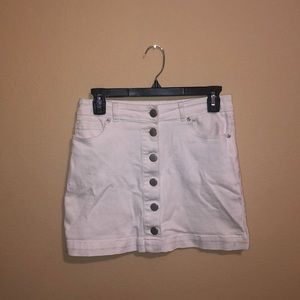 White jean mini skirt